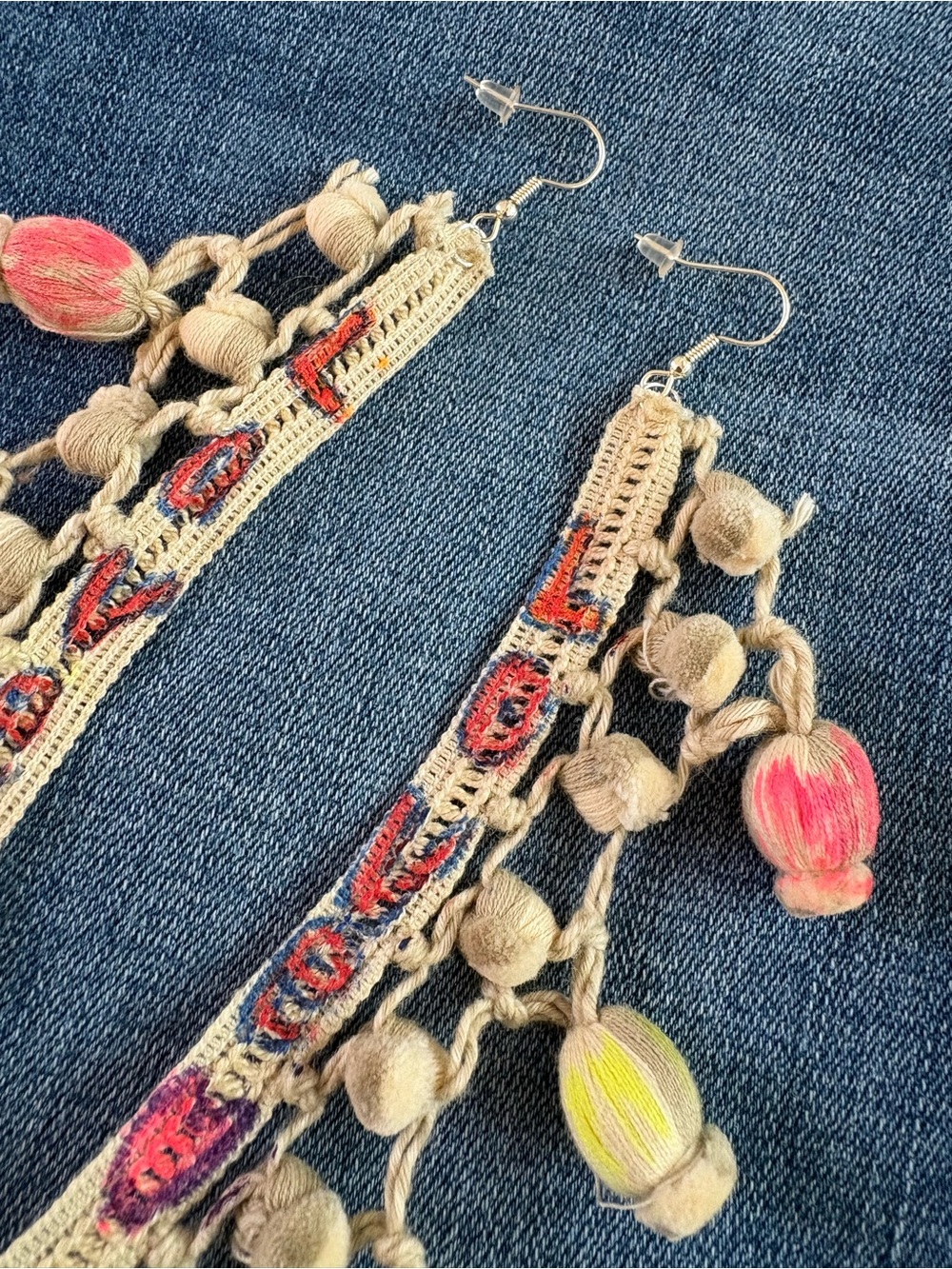 Handcrafted Boho Tassel Drop Earrings with Multicolor Accents - Picture 2 of 3